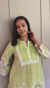 Seher Lime Green Cutwork Suit Set