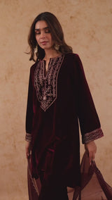 Regal Wine Velvet Suit- Inching India