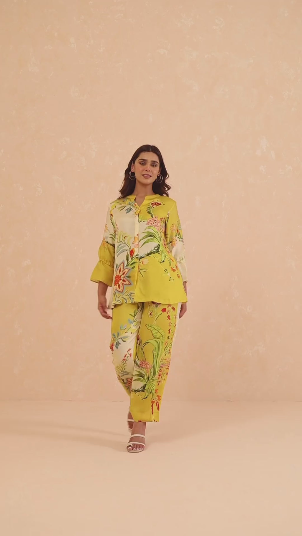 Yellow Cream Floral Printed Co-ord Set- Inchingindia