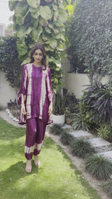 Seher Wine Tie & Dye Co-ord Set