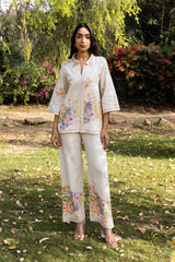 Ziya Bloom Printed Linen Set with Scarf