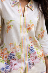 Ziya Bloom Printed Linen Set with Scarf