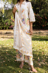 Ziya Bloom Printed Linen Set with Scarf