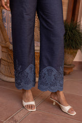 Ziya Denim Cutwork Embroidered Set