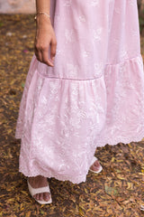 Ziya Blush Linen Embroidered Dress