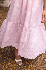 Ziya Blush Linen Embroidered Dress