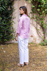 Ziya Blush Stripe Embroidered Co-ord Set