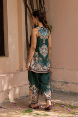 Ziya Halter Emerald Print Hand-Embellished Set