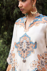 Ziya Ivory Mughal Print Hand-Embellished Farshi Set