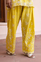 Ziya Yellow Cutwork Embroidered Farshi Set