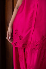 Ziya Hot Pink Cutwork Embroidered Farshi Set
