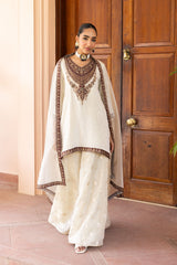 Ziya Ivory Tissue Embroidered Sharara Set