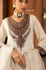 Ziya Ivory Tissue Embroidered Sharara Set