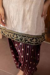 Ziya Champagne Tissue and Banarasi Silk Salwar Set