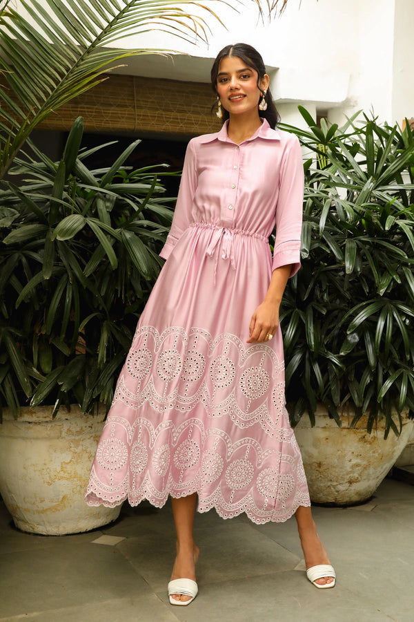 PINK DELIGHT EMBROIDERED DRESS