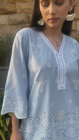 POWDER BLUE CUT-WORK SUIT SET