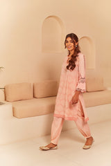 Peach Embroidered Suit Set