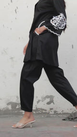 Black Embroidered Suit Set