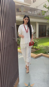 Cream Cut Work Co-Ord Set