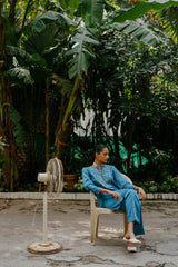 Deep Teal Blue Embroidered Suit