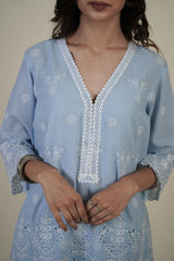 POWDER BLUE CUT-WORK SUIT SET