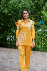 Yellow Floral Chanderi Co-ord Set