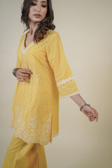 Yellow Embroidered Kurta