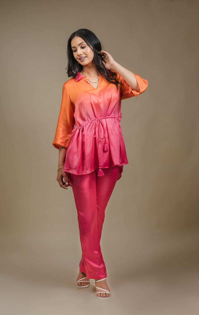 Seher Pink Orange Tie & Dye Co-ord Set
