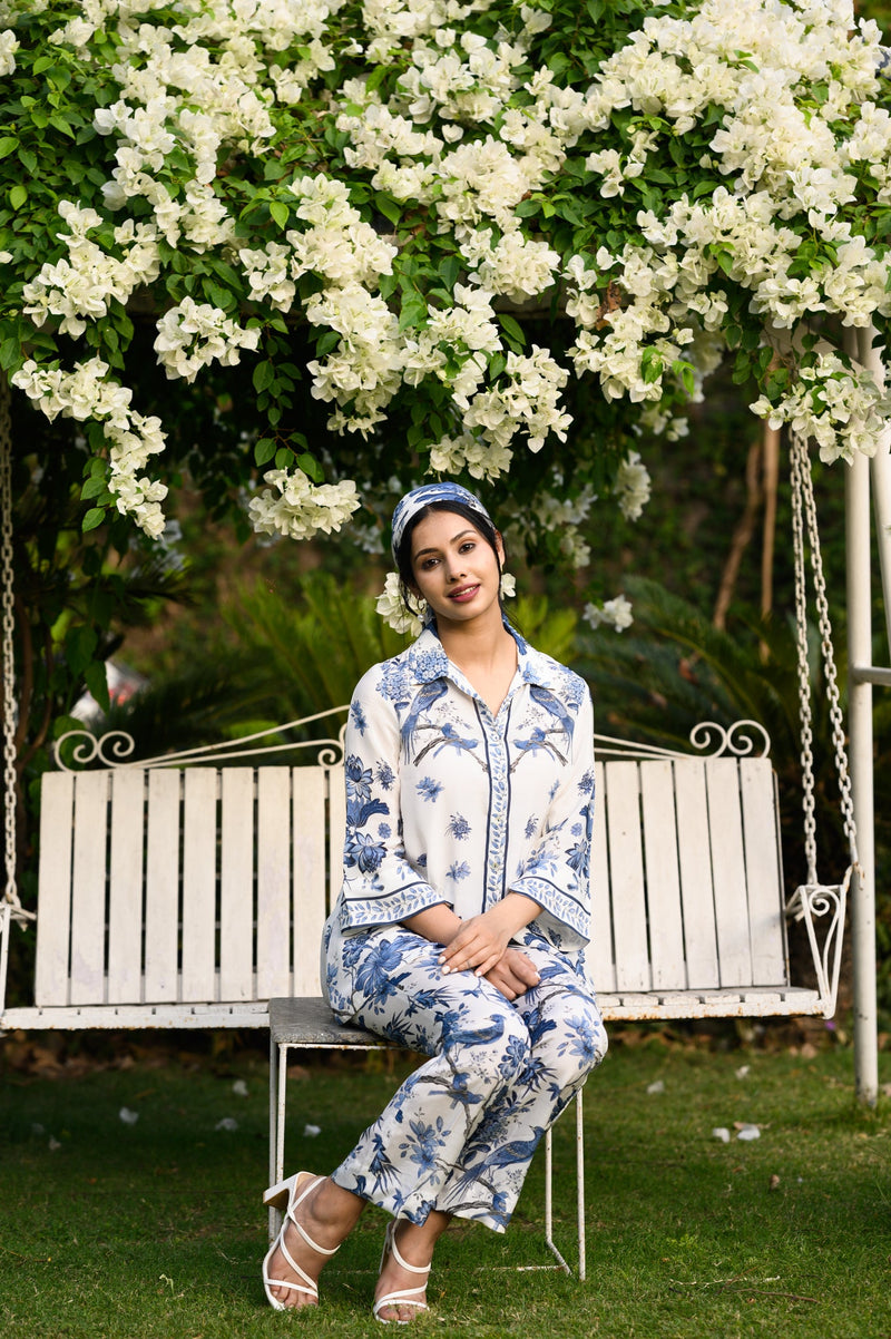 Seher Tropical Printed Co-ord Set with Scarf