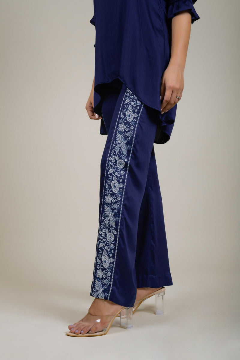 Navy Blue Embroidered Co-ord Set
