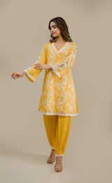 Seher Yellow Cutwork Suit Set