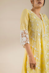 3D Embroidered Yellow Suit Set