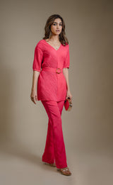 Hot Pink Pleated Set