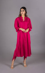 Hot Pink Set with Embroidered Dhoti