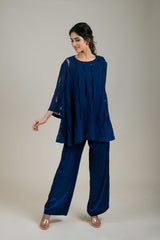 Navy Blue Cutwork Cape For Women-Inching India
