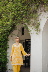 Seher Yellow Cutwork Suit Set