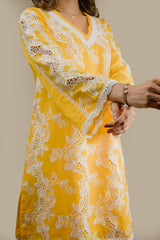 Seher Yellow Cutwork Suit Set