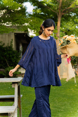  Navy Blue Cutwork Cape For Women-Inching India