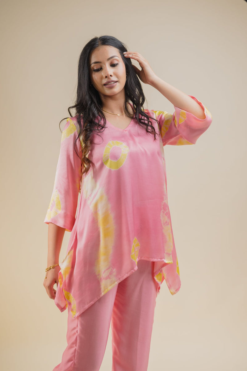 Seher Pink Lime Tie & Dye Co-ord Set
