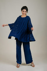  Navy Blue Cutwork Cape For Women-Inching India