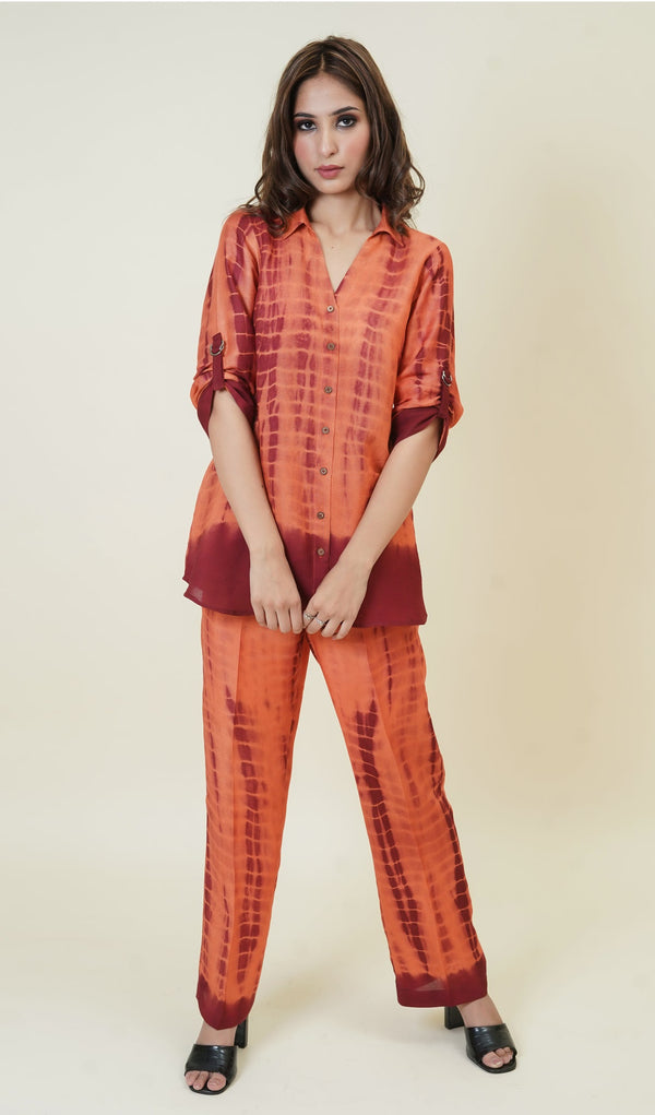 MAROON-RUST OMBRE CO-ORD SET