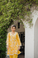 Seher Yellow Cutwork Suit Set