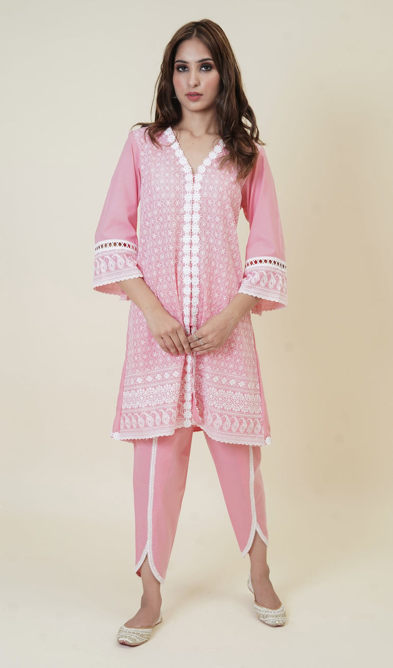 PINK EMBROIDERED SUIT SET