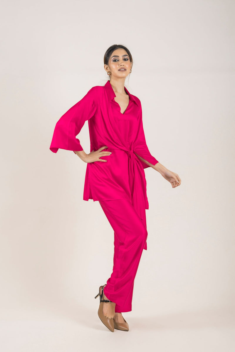 FLOWY HOT PINK CO-ORD SET – INCHING INDIA