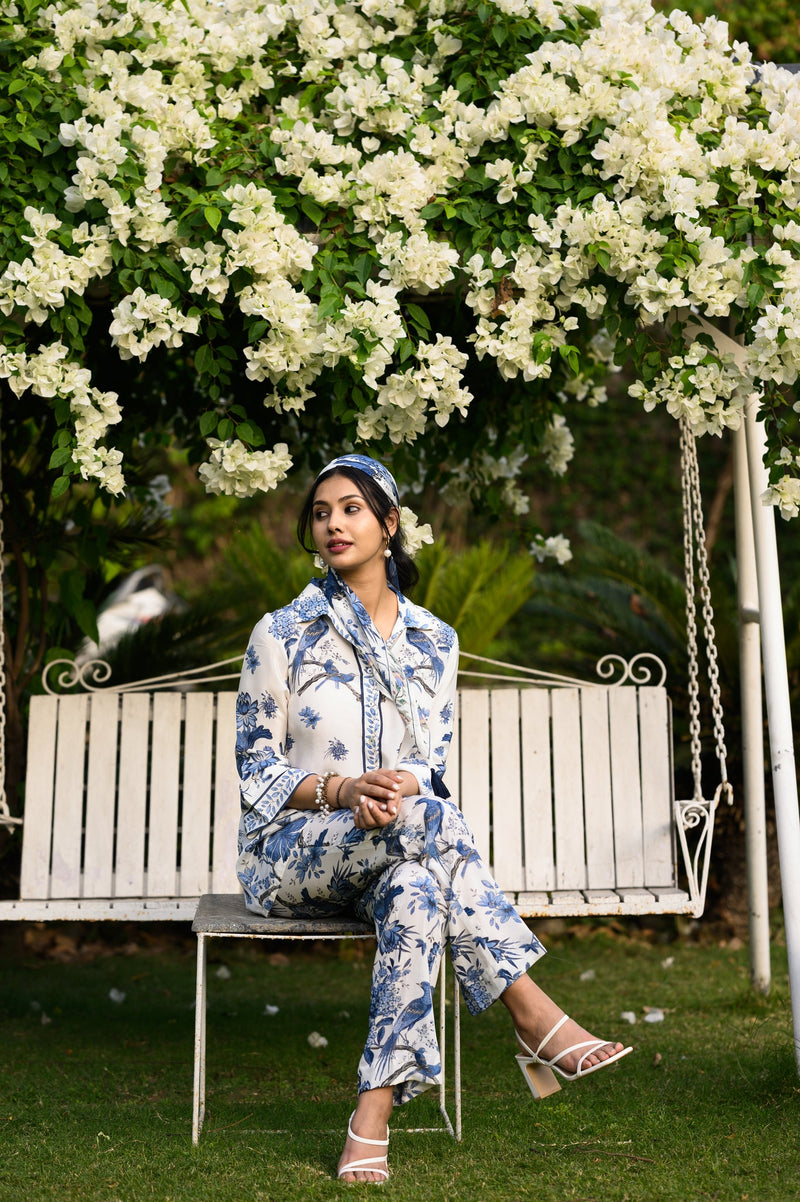 Seher Tropical Printed Co-ord Set with Scarf