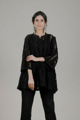 Beautiful Black Cutwork Cape Set For Women