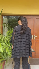 Beautiful Black Cutwork Cape Set For Women