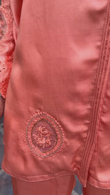 Coral Embroidered Co-ord Set