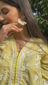 3D Embroidered Yellow Suit Set